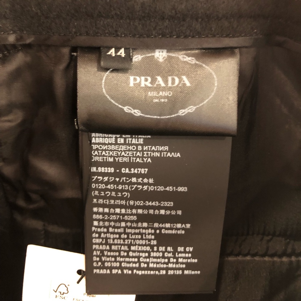 PRADA Women’s Black Stretchy Wool Logo-Plaque High Waisted Stirrup Leggings (44) - Picture 14 of 15